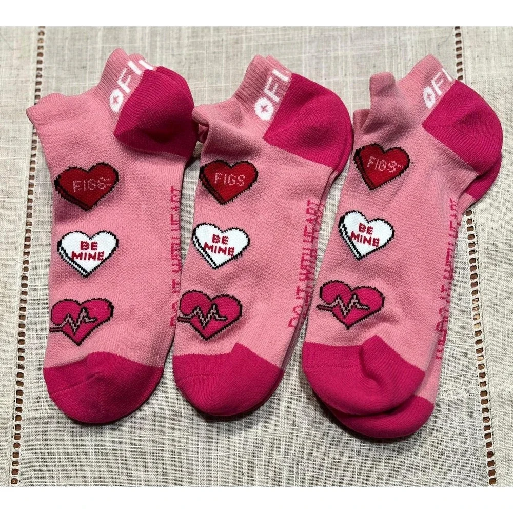 FIGS Ankle Socks Be Mine Lot of 3 Pairs Large NWOT